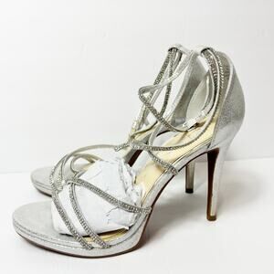 JESSICA SIMPSON JEYA PLATINUM SHIMMER WOMEN SANDALS SIZE 8M